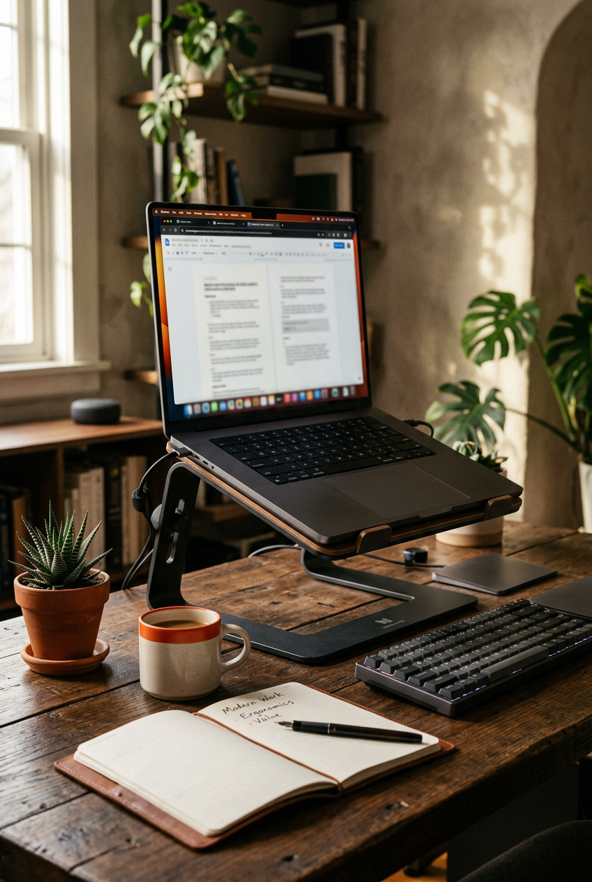 Editorial illustration for Laptop Stands Are Not Just Stands