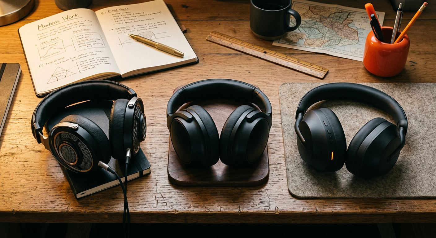 Editorial illustration for The Headphone Test: Open-Back, Closed-Back, or Noise-Cancelling?